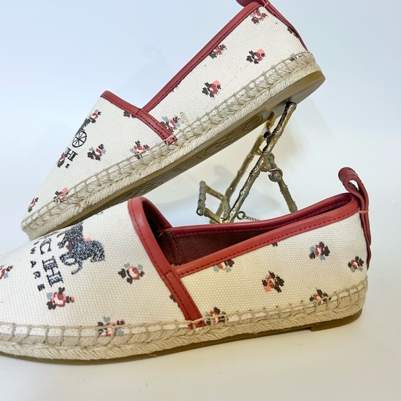 New Coach Cream and Red Floral Espadrilles Shoes size 8 - Picture 1 of 11